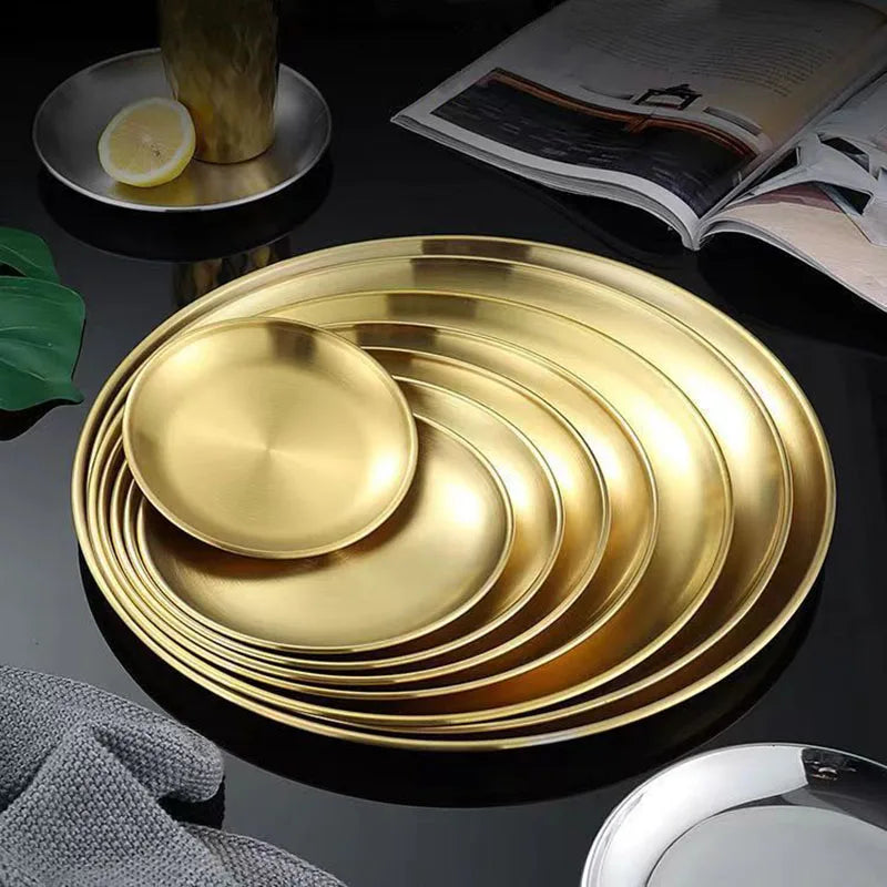 Festive Stainless Steel Serving Plates