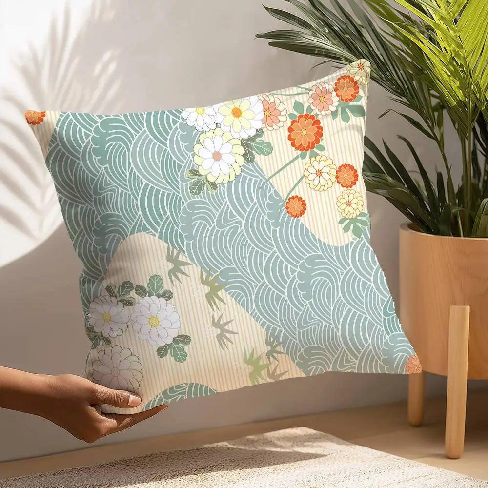 Japanese Ukiyo-e Style Cushion Cover