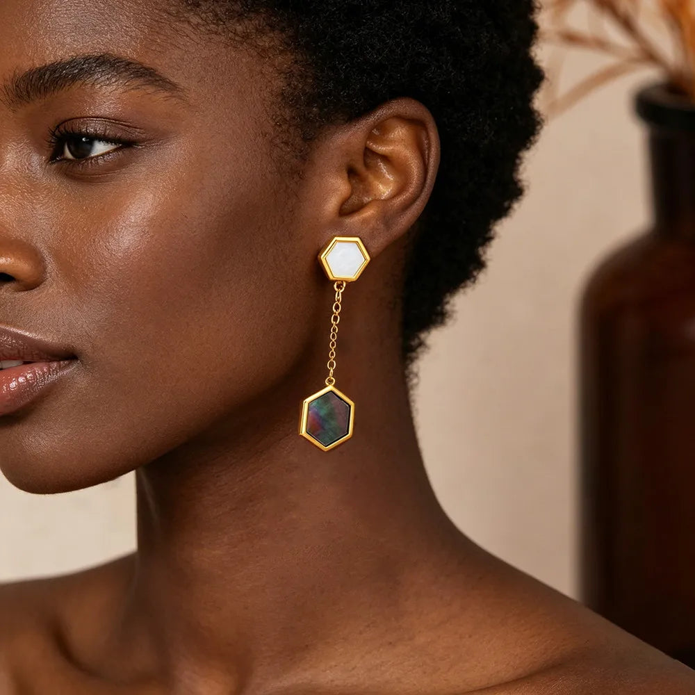Gia Geometric Opal Earrings