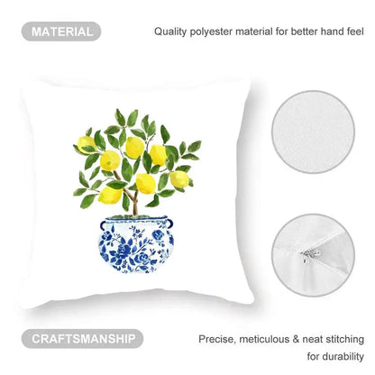 Water Color Summer Lemon Cushion Cover
