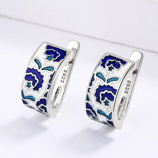 Polene Porcelain Blue Enamel Earrings