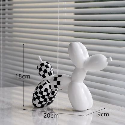 Checkboard Balloon Dog Figurine