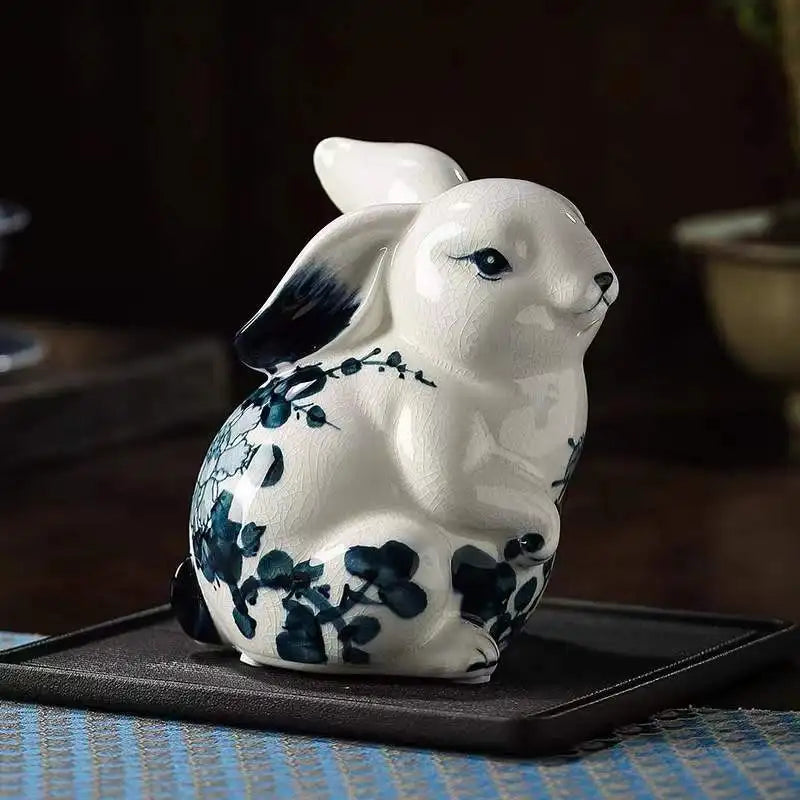 Blue White Ceramic Smart Bunny