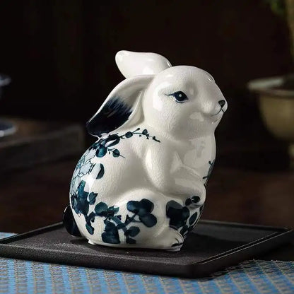 Blue White Ceramic Smart Bunny