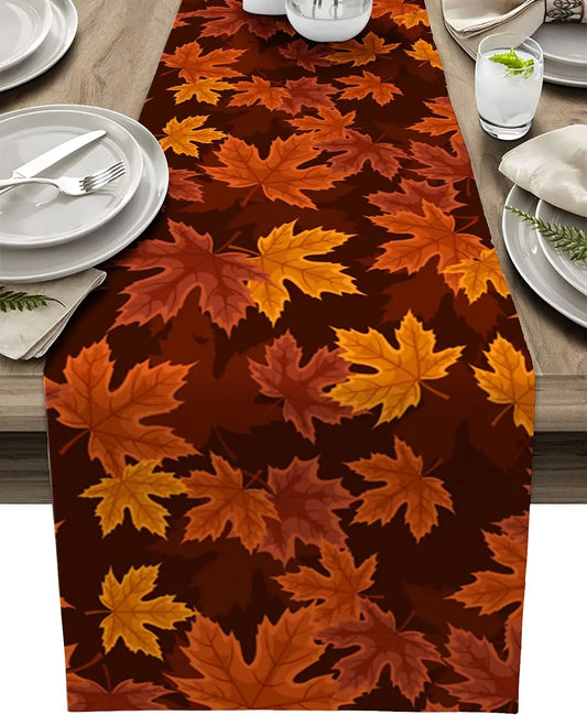 Autumn Maple Leaves Thanksgiving Table Runner