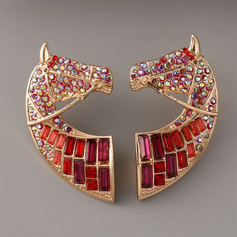 Luxe Rhinestone Horse Earrings