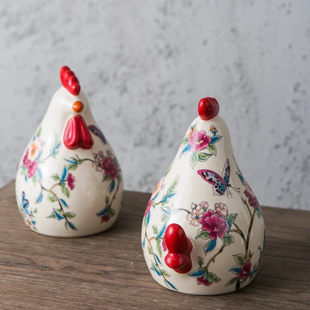 Ceramic Floral Rooster