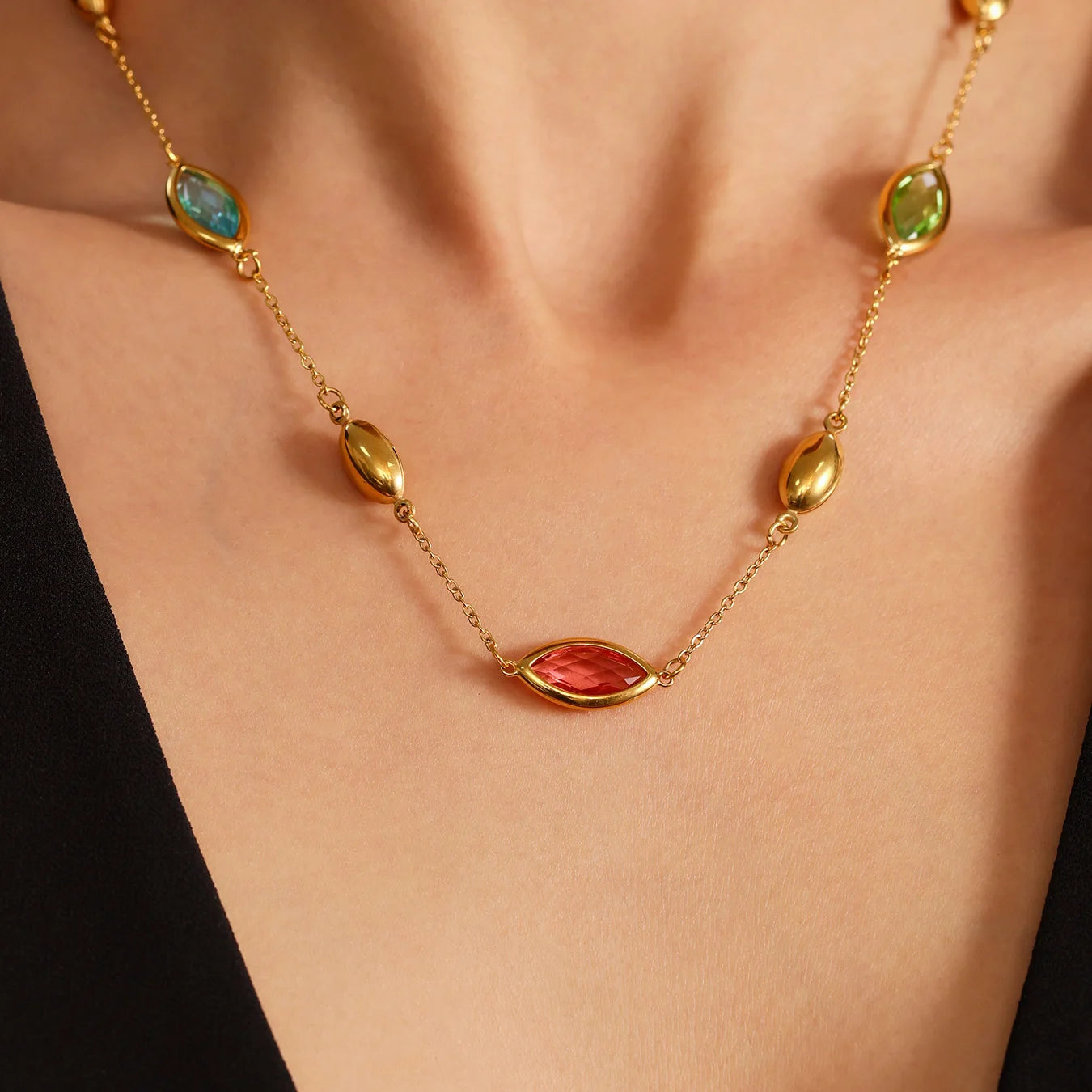 Celine Almond Rainbow Necklace