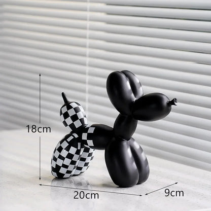 Checkboard Balloon Dog Figurine