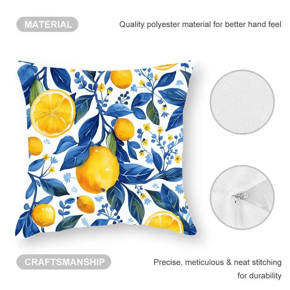 Water Color Summer Lemon Cushion Cover