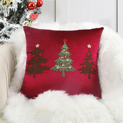 Christmas Tree Embroidered Cushion Cover