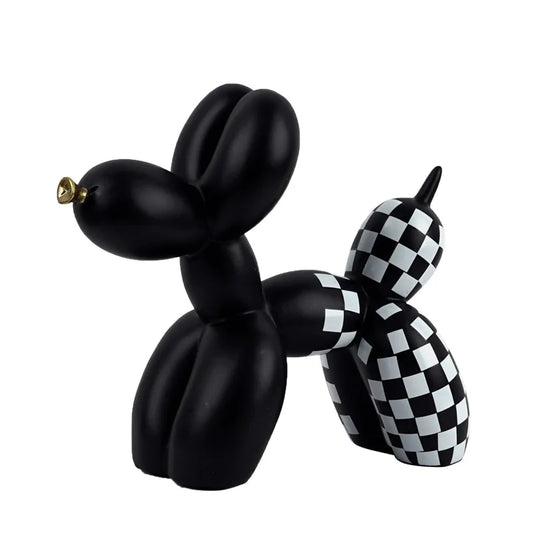 Checkboard Balloon Dog Figurine