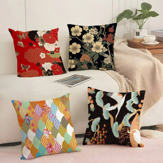 Japanese Ukiyo-e Style Cushion Cover