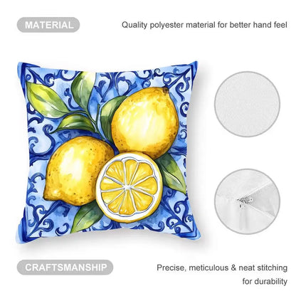 Water Color Summer Lemon Cushion Cover