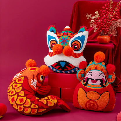 3D Abundance Plush Throw Pillows / Pillow Covers   - Koi, Lion Dance, God of wealth and more!