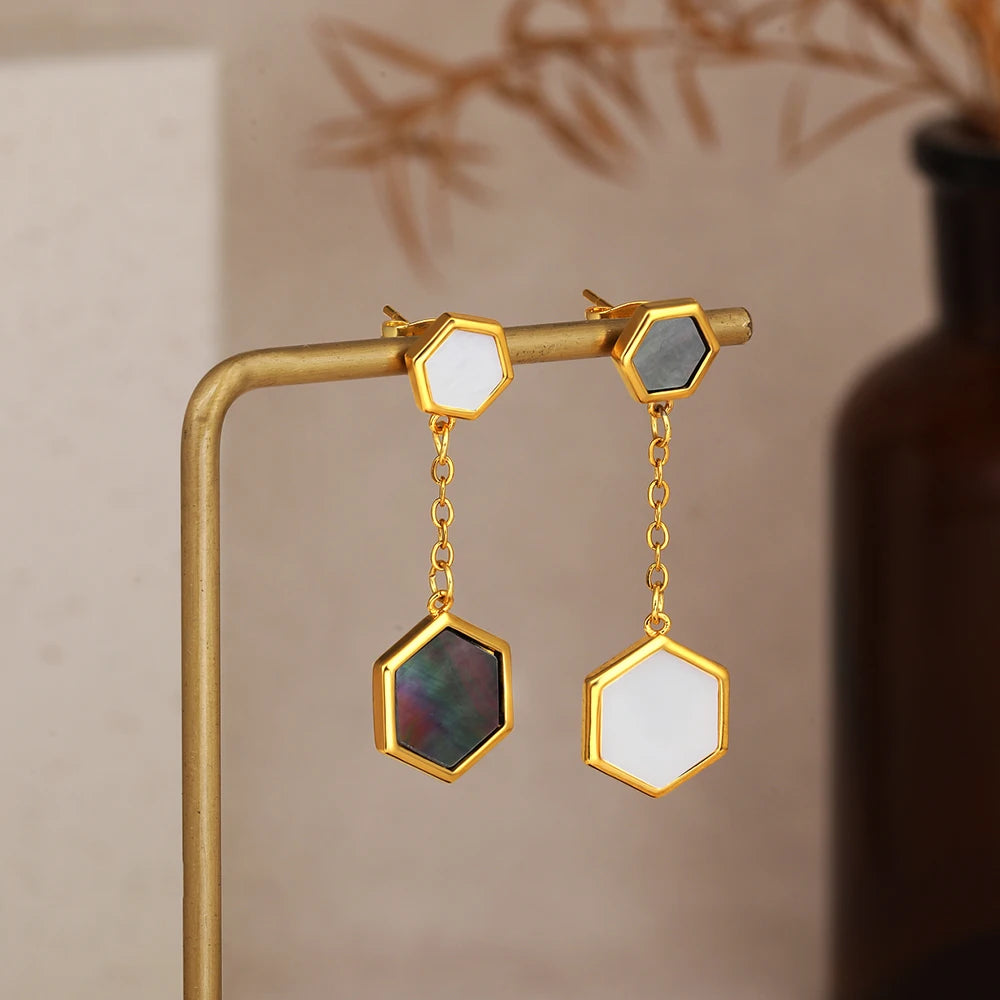 Gia Geometric Opal Earrings