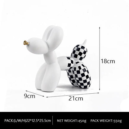 Checkboard Balloon Dog Figurine