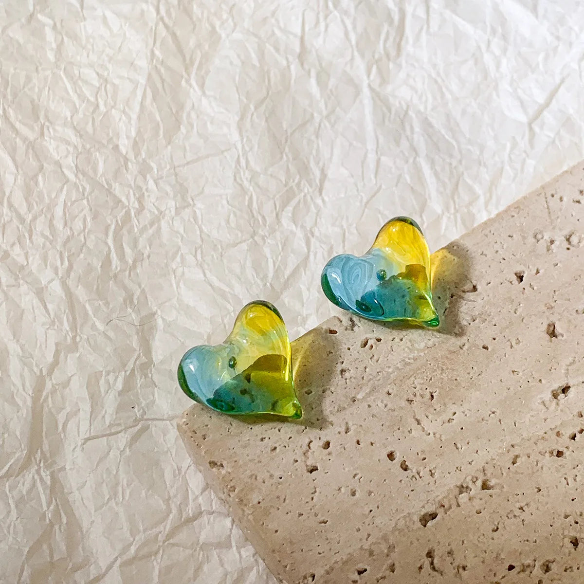 Gradient Jelly Hearts Studs