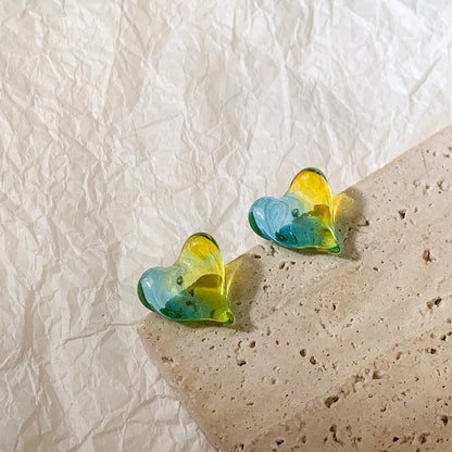 Gradient Jelly Hearts Studs
