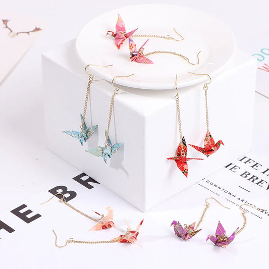 Japanese Origami Crane Earrings