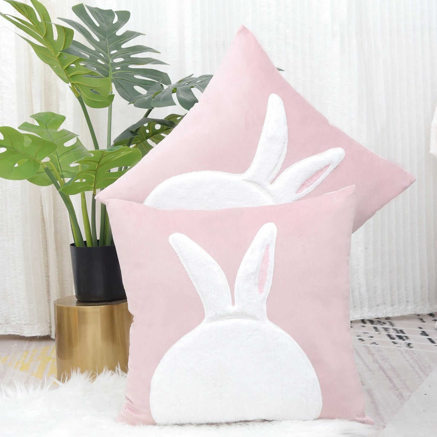 Pink Bunny Cushion Cover