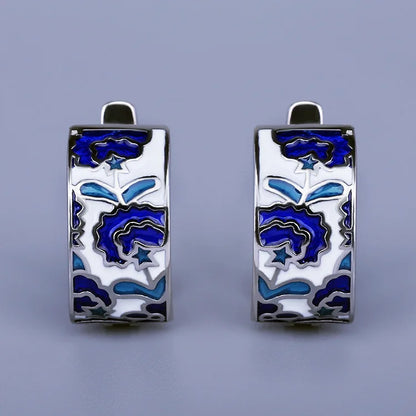 Polene Porcelain Blue Enamel Earrings