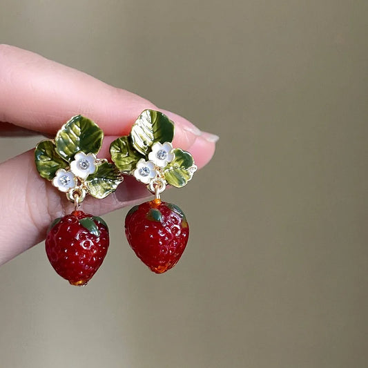 Sweet Strawberry Drop Earrings