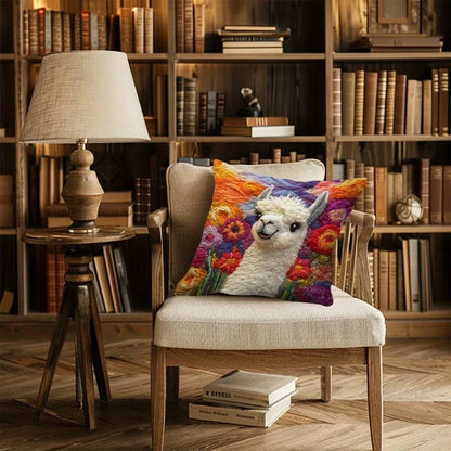 Alpaca Flowers Cushion Cover