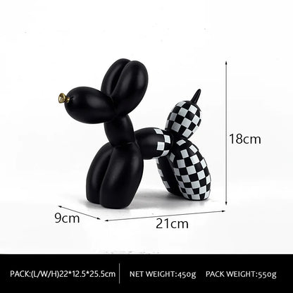 Checkboard Balloon Dog Figurine