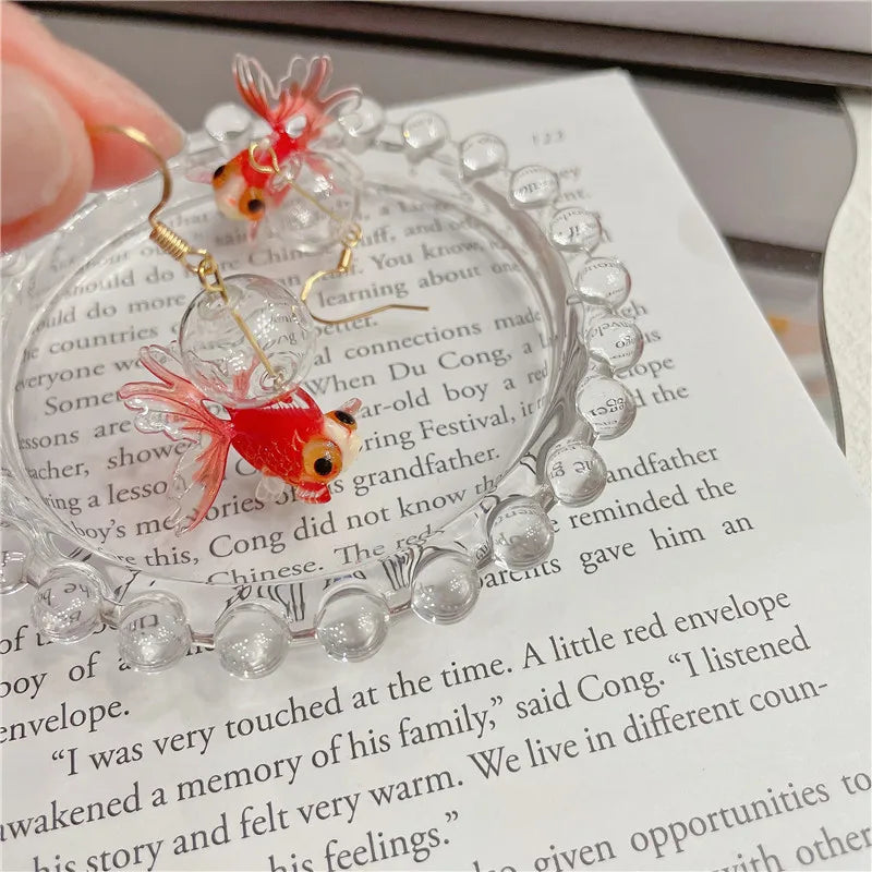 Bubbly Goldfish Earrings