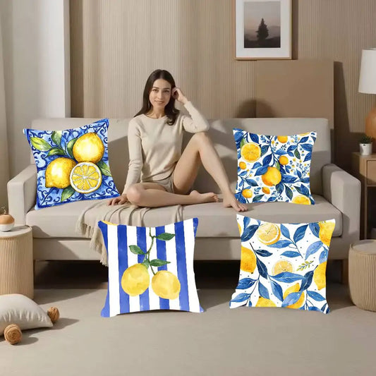 Water Color Summer Lemon Cushion Cover
