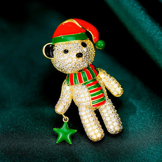 Christmas Teddy Bear Brooch