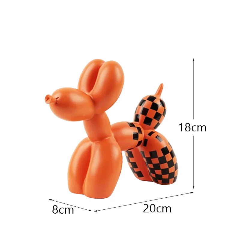 Checkboard Balloon Dog Figurine