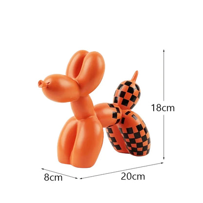 Checkboard Balloon Dog Figurine