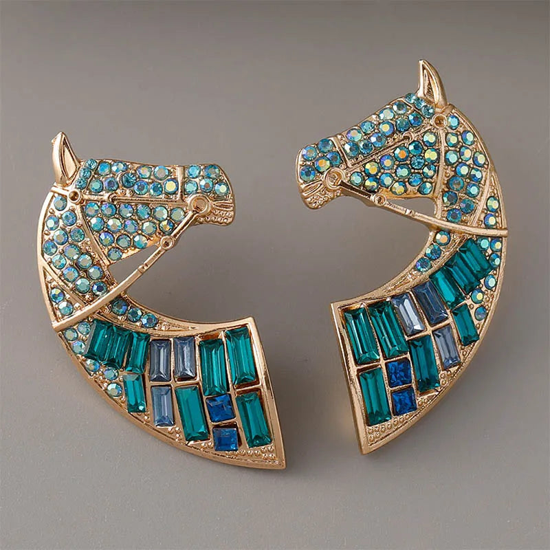 Luxe Rhinestone Horse Earrings