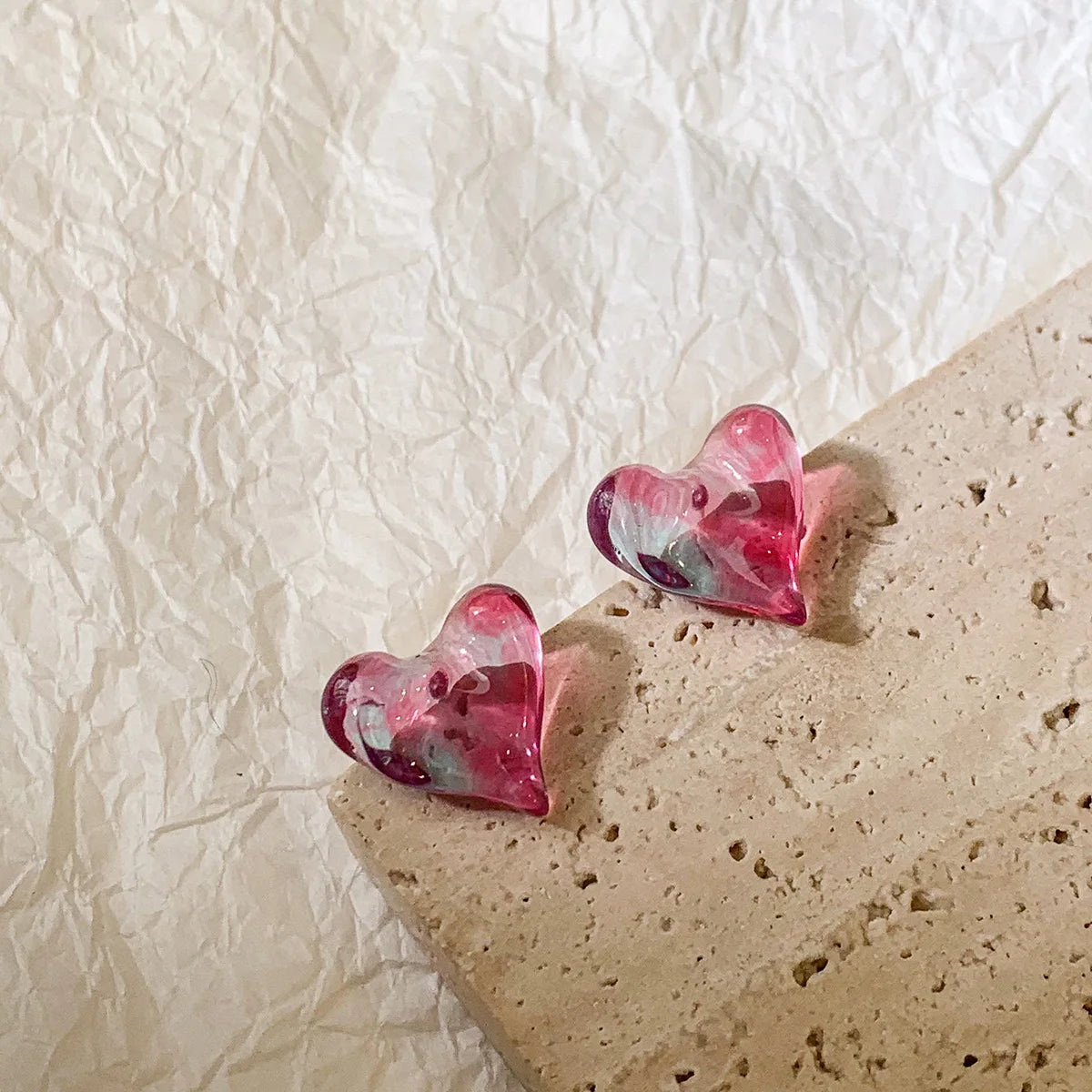 Gradient Jelly Hearts Studs