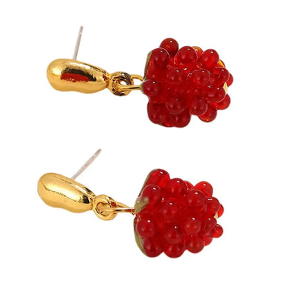 Sweet Raspberry Drop Earrings